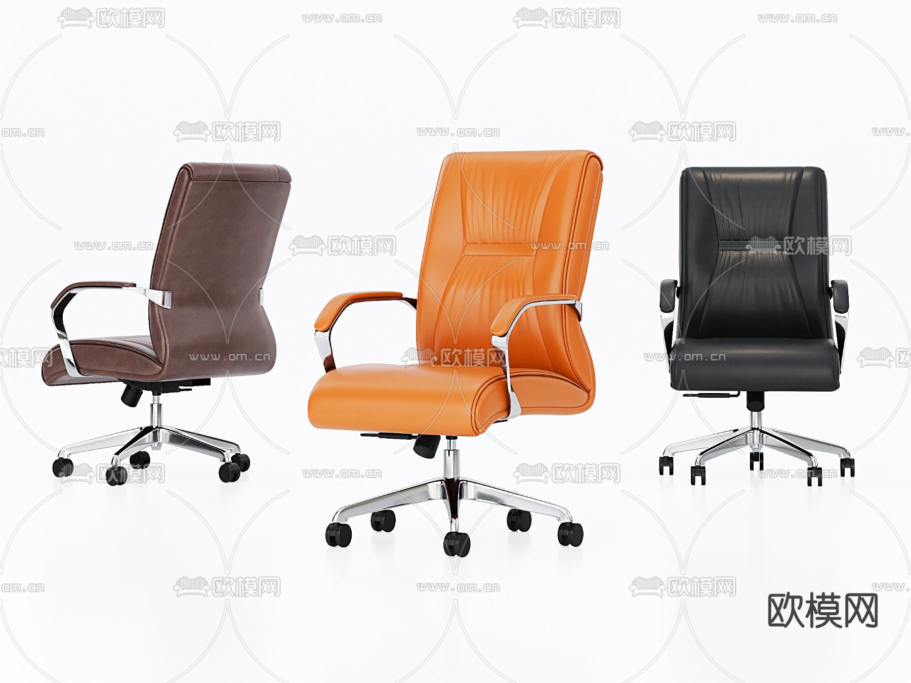 现代皮革大班椅su模型下载（渲染图1）