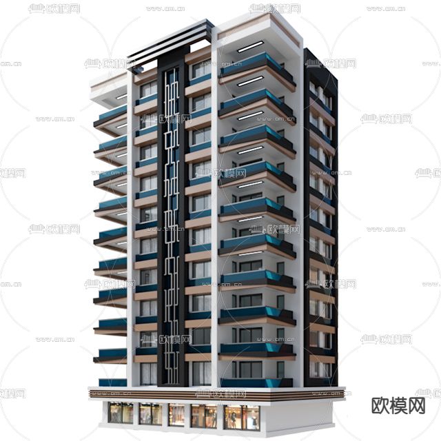 现代公寓建筑免费3d模型下载
