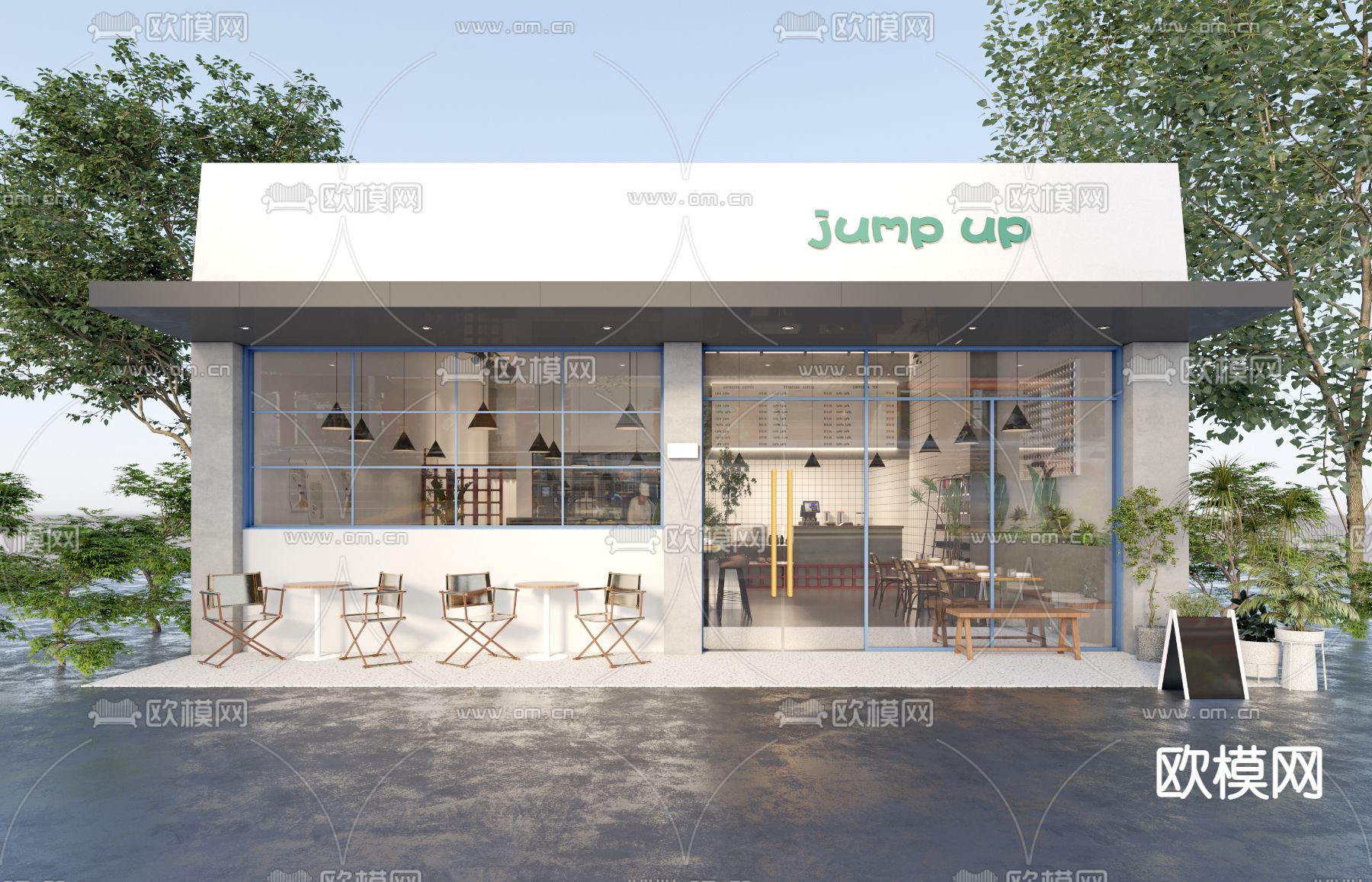 甜品店 面包店门头3d模型下载（渲染图1）