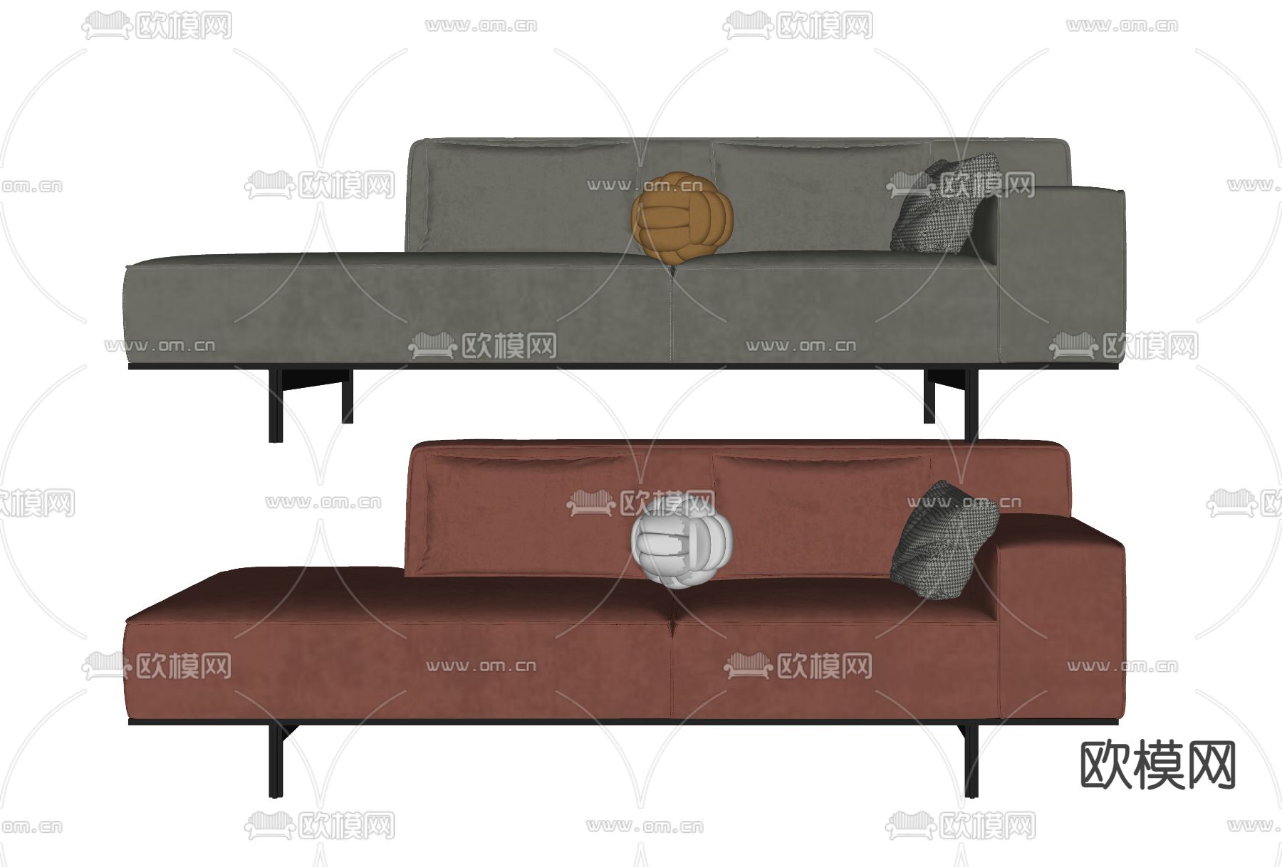 现代贵妃椅su模型下载（渲染图2）