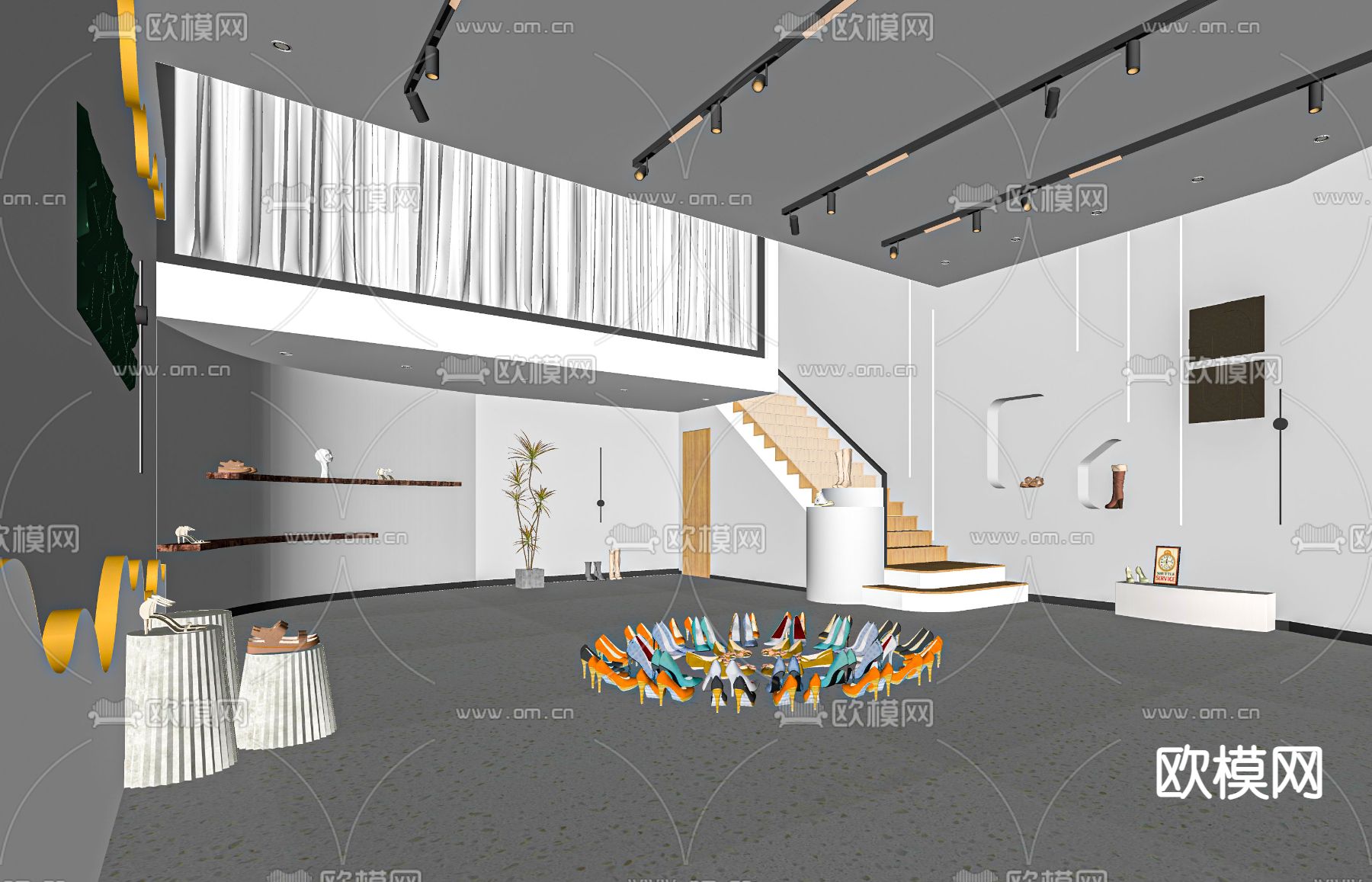 现代鞋店su模型下载（渲染图2）