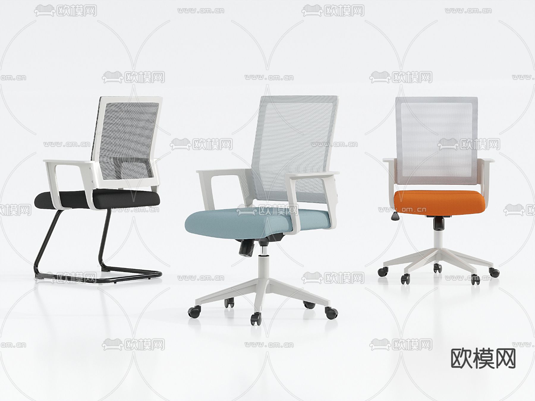 现代旋转办公椅su模型下载（渲染图1）