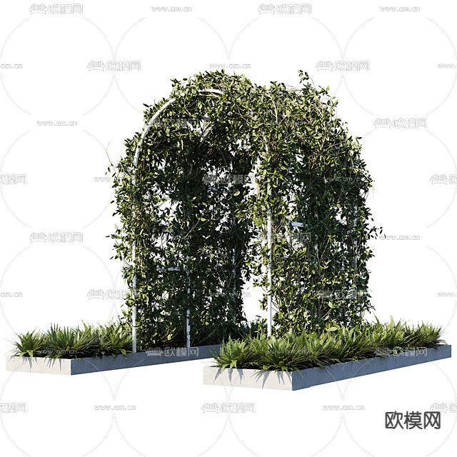 创意绿植拱门免费3d模型下载