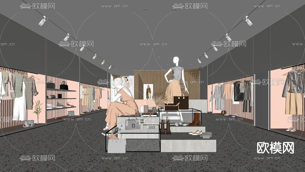 现代服装店su模型下载_ID13023020_sketchup模型下载-欧模网