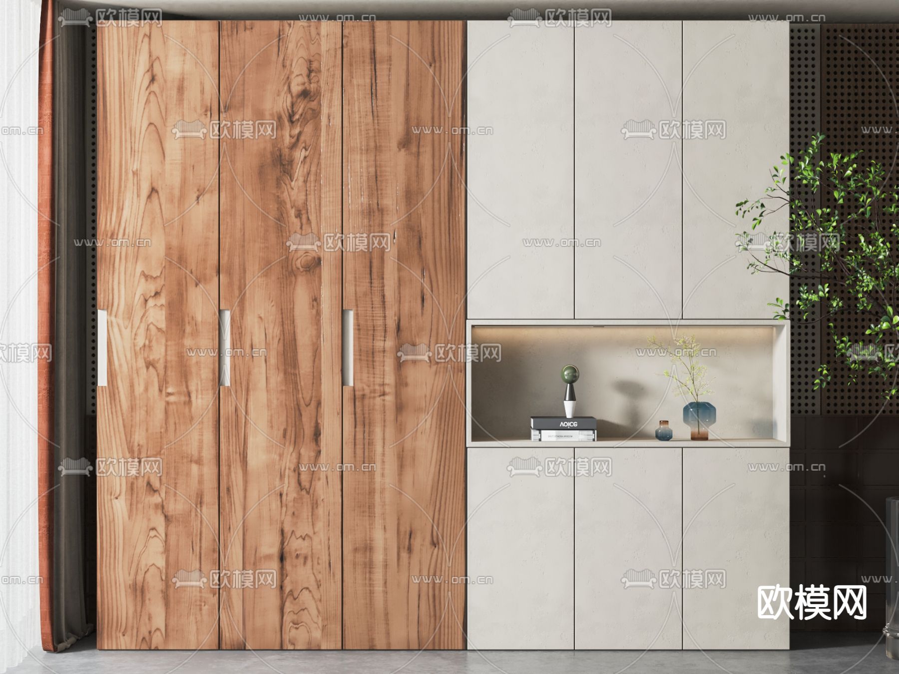 侘寂风玄关鞋柜3d模型下载