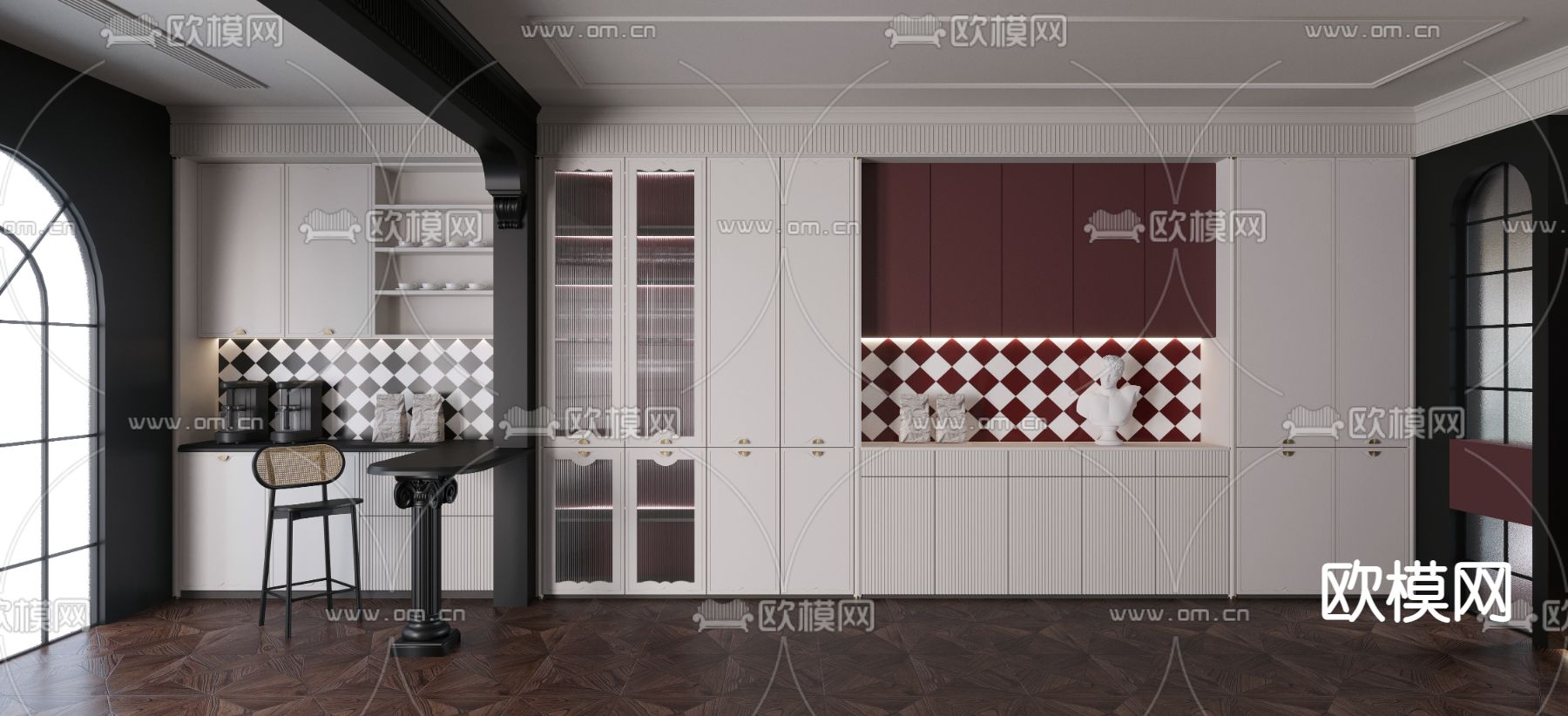 新古典客餐厅3d模型下载（渲染图3）