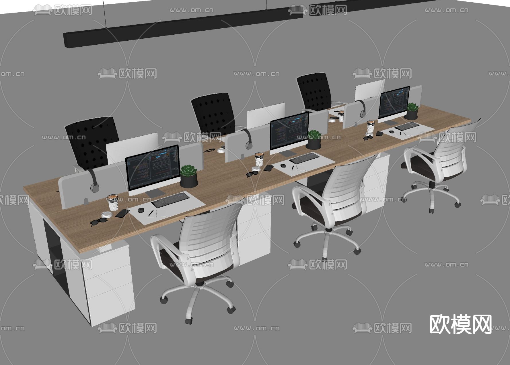 现代屏风卡位su模型下载（渲染图2）