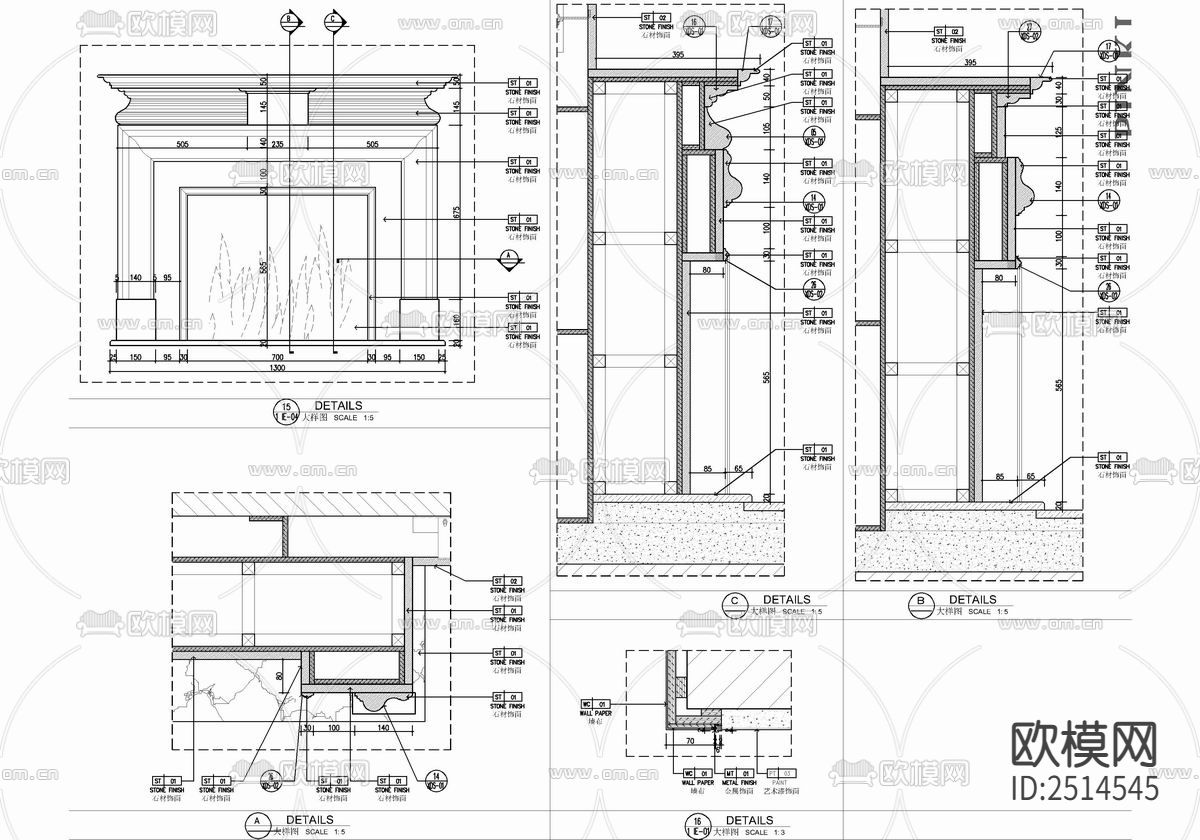 415㎡别墅样板房室内CAD施工图下载（渲染图10）