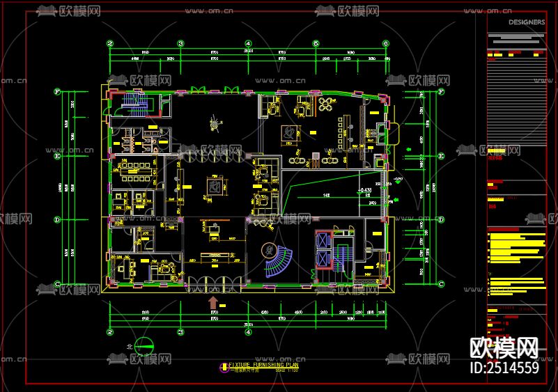 酒店空间大厅设计CAD施工图-免费3dmax模型库-欧模网