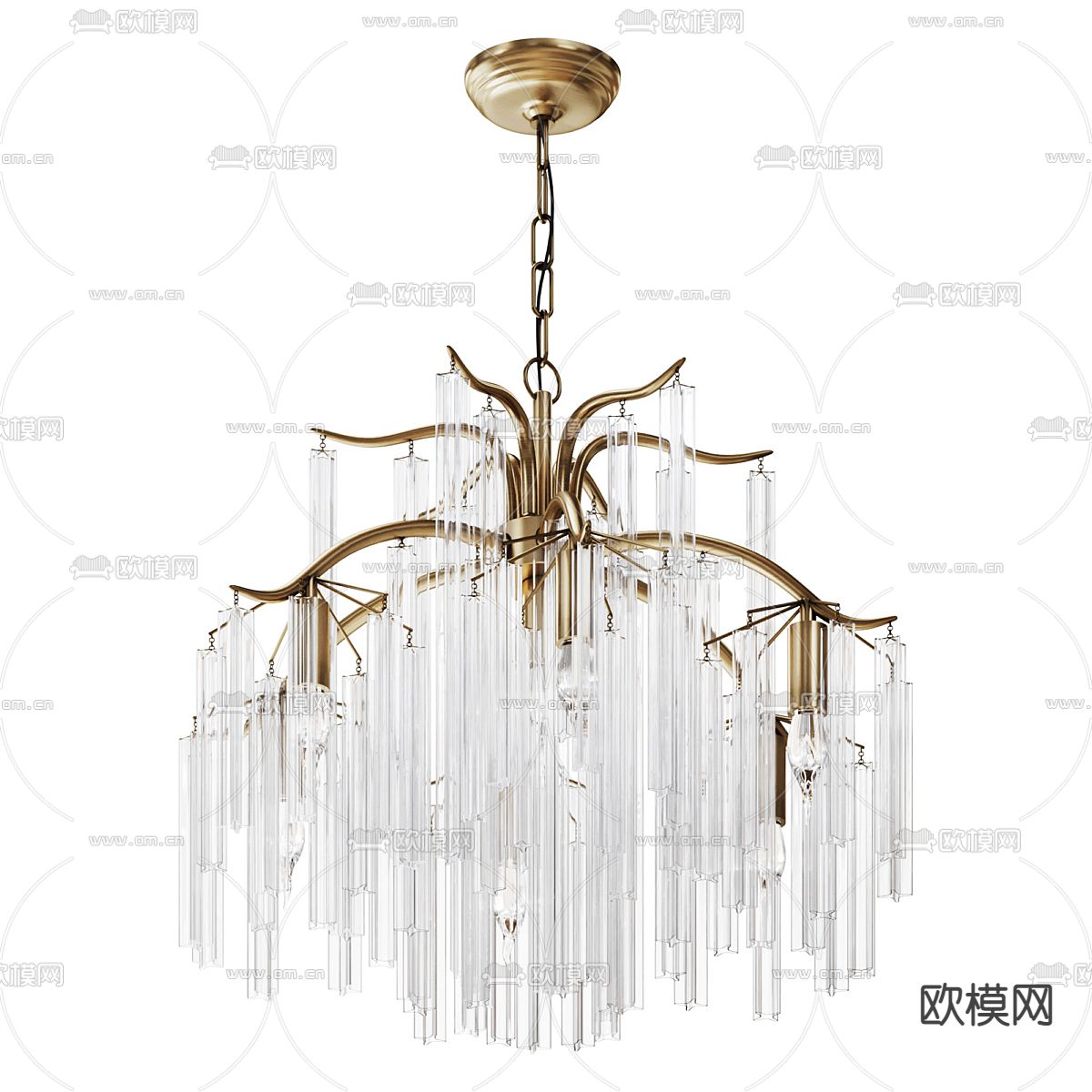 轻奢水晶吊灯 多头吊灯3d模型下载（渲染图1）