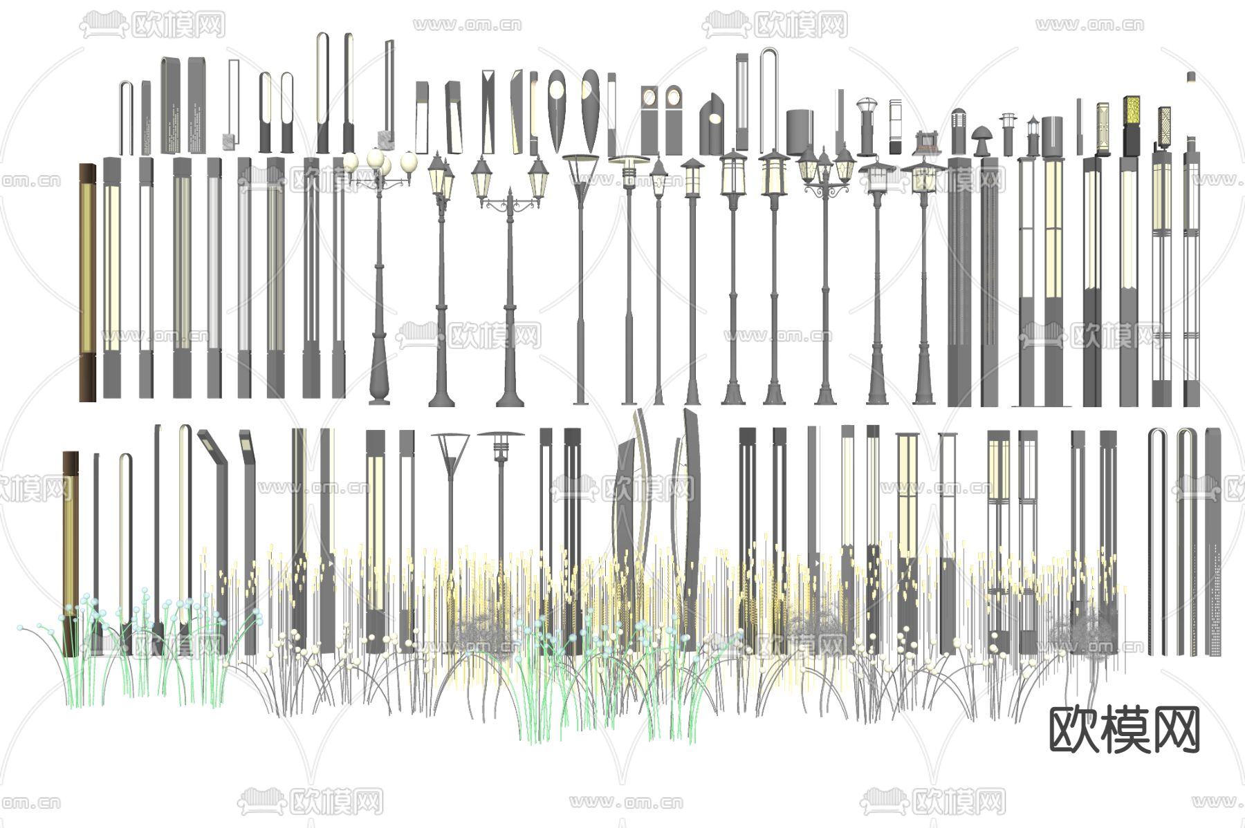 现代庭院景观灯 草坪灯模型