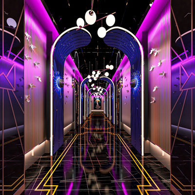  现代KTV过道su模型 