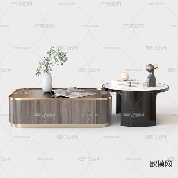 现代子母茶几3d模型下载(渲染图2)
