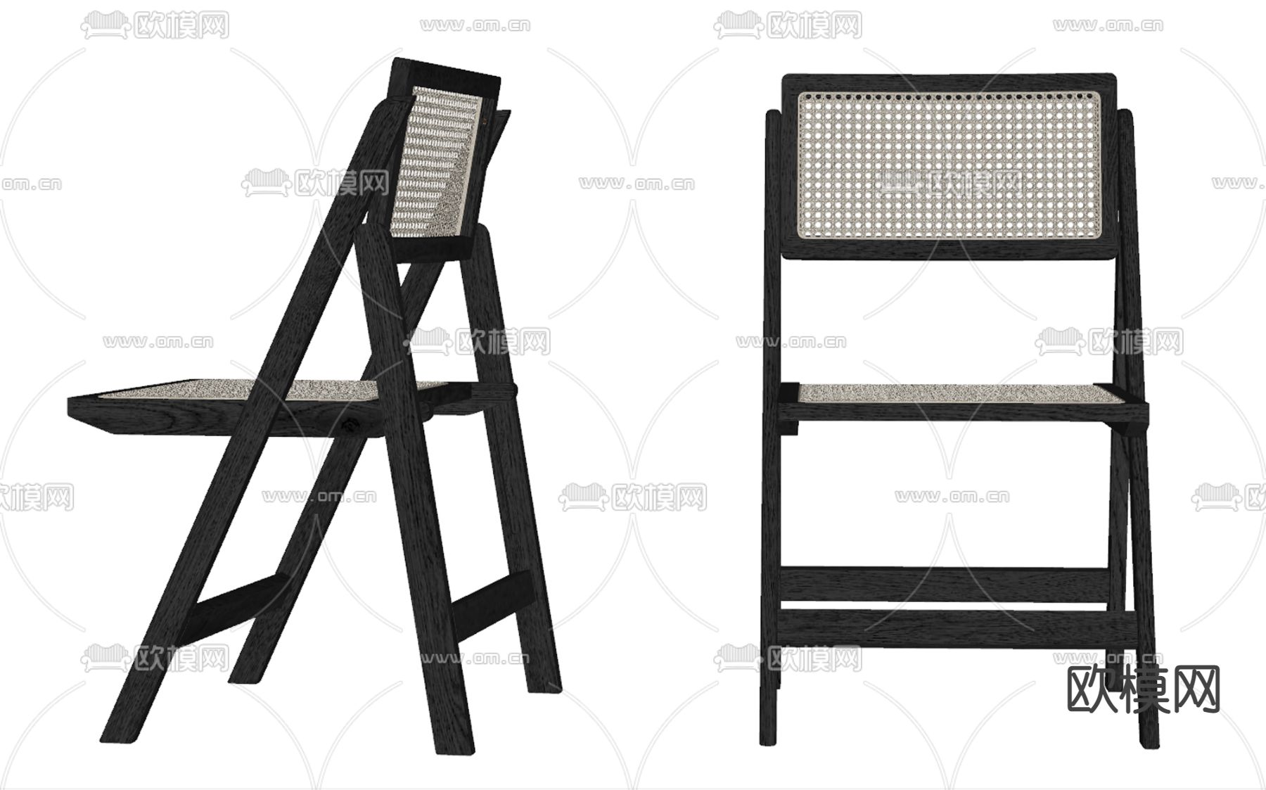 侘寂风折叠椅 餐椅su模型下载（渲染图2）