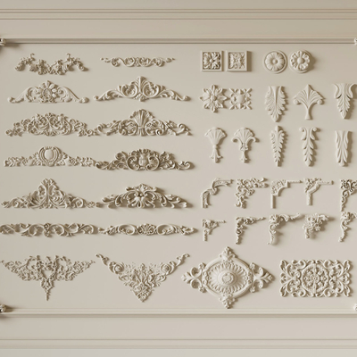 法式石膏雕花su模型 