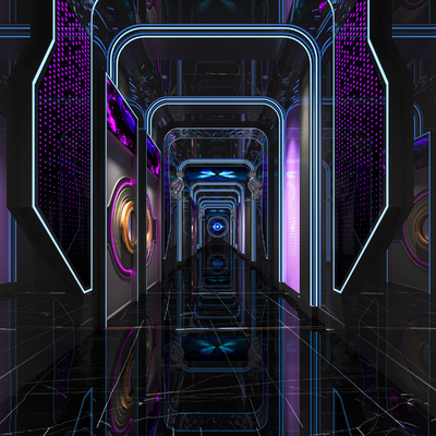  现代KTV过道su模型 