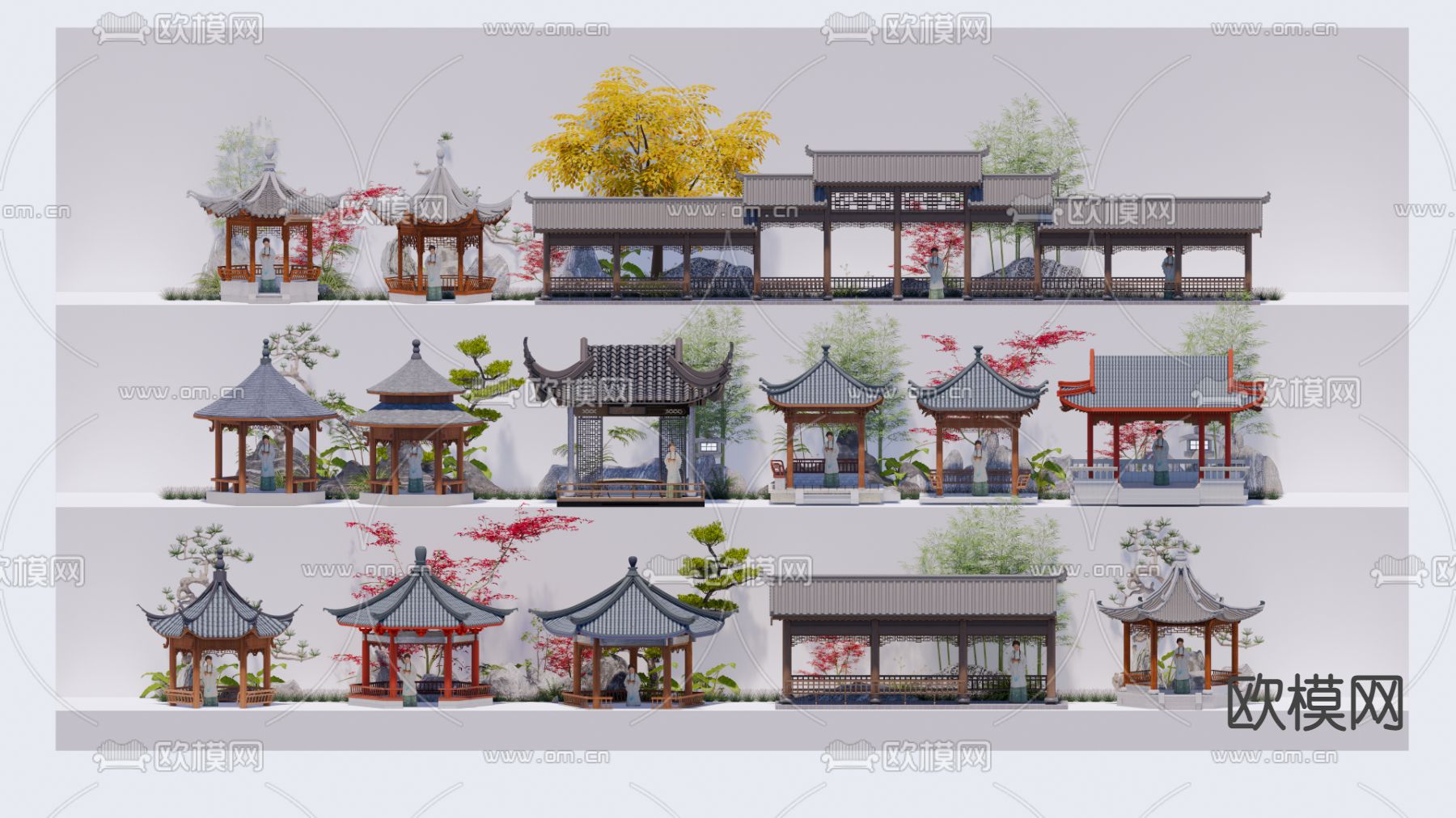 中式亭子 仿古亭 凉亭  八角亭su模型下载（渲染图1）