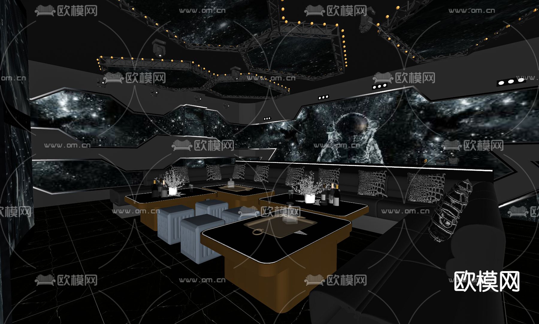 现代KTV科技包房su模型下载（渲染图2）