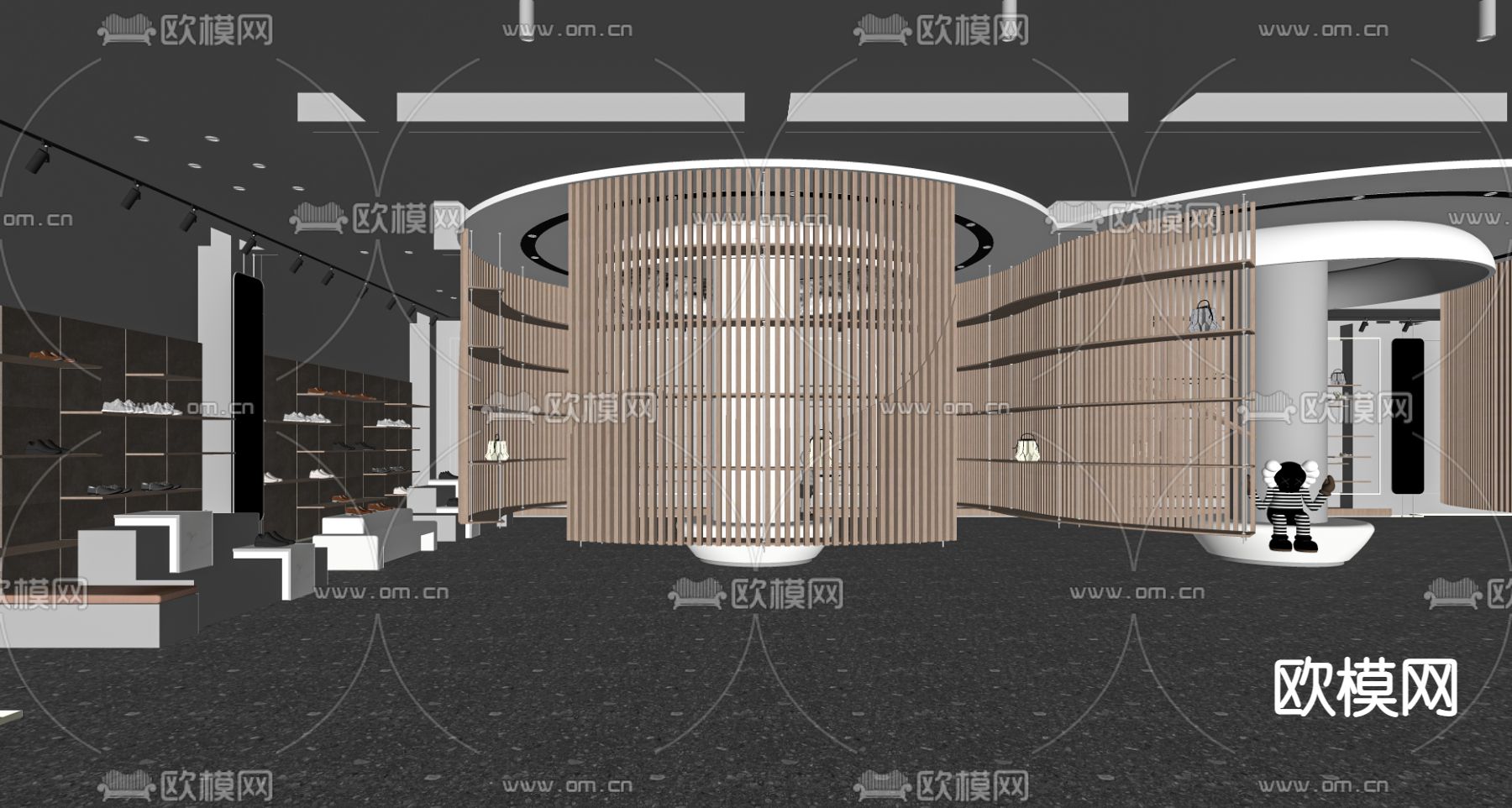 现代鞋店 鞋子箱包店su模型下载（渲染图2）