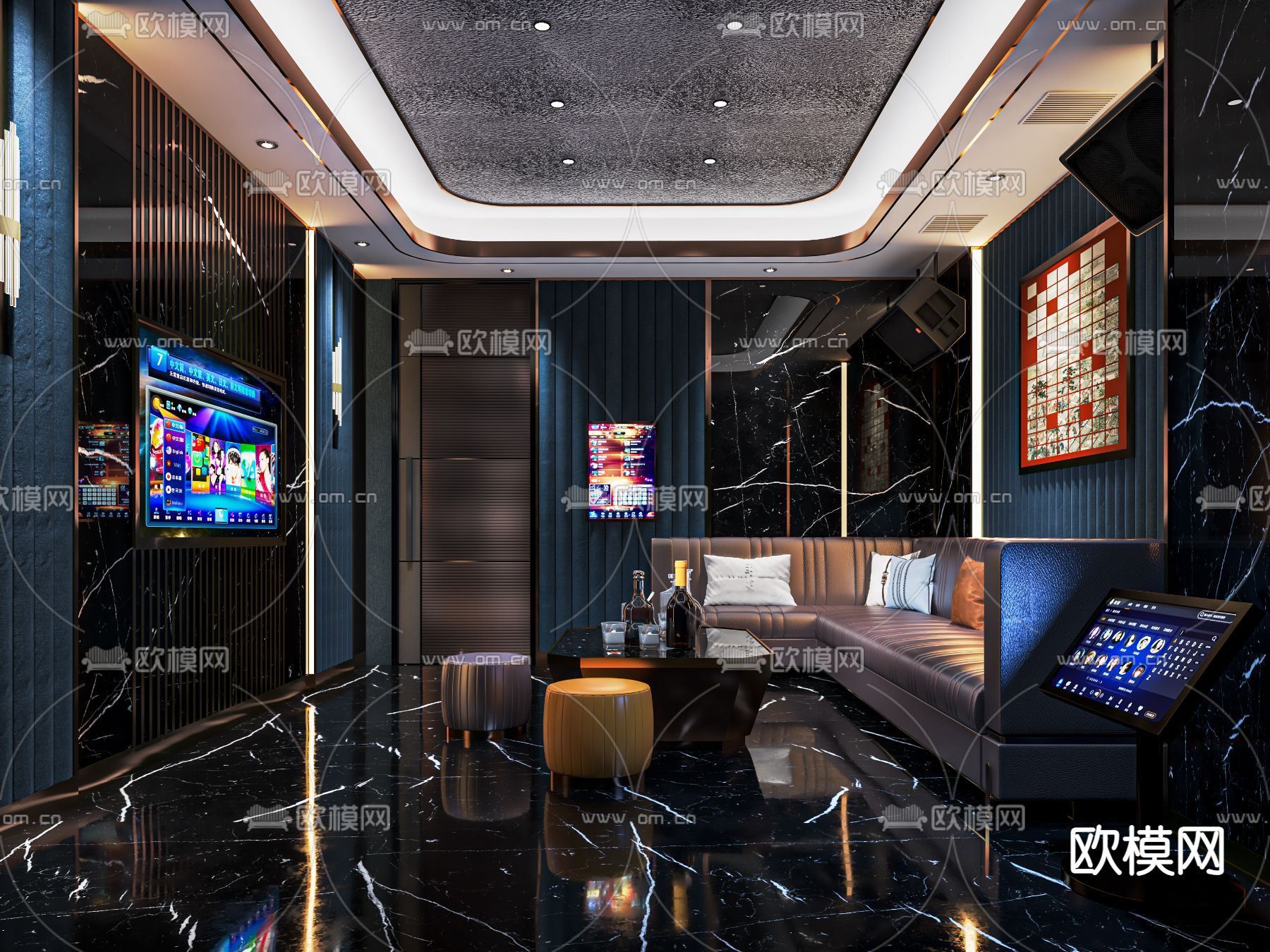 现代KTV包房su模型下载（渲染图1）