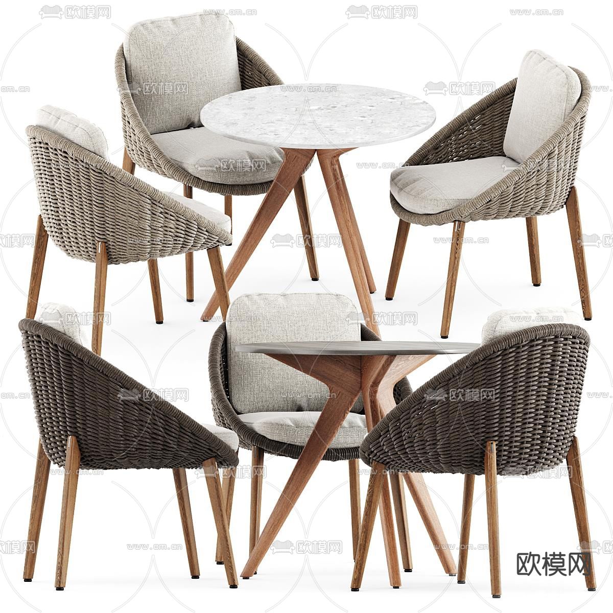 Minotti 休闲桌椅3d模型下载（渲染图1）