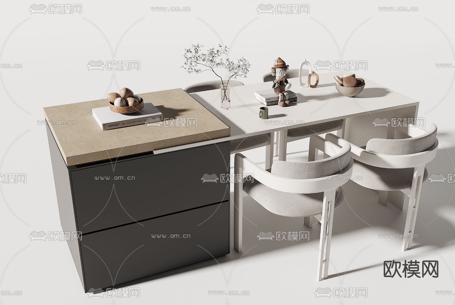 现代吧台 中岛台su模型下载（渲染图1）