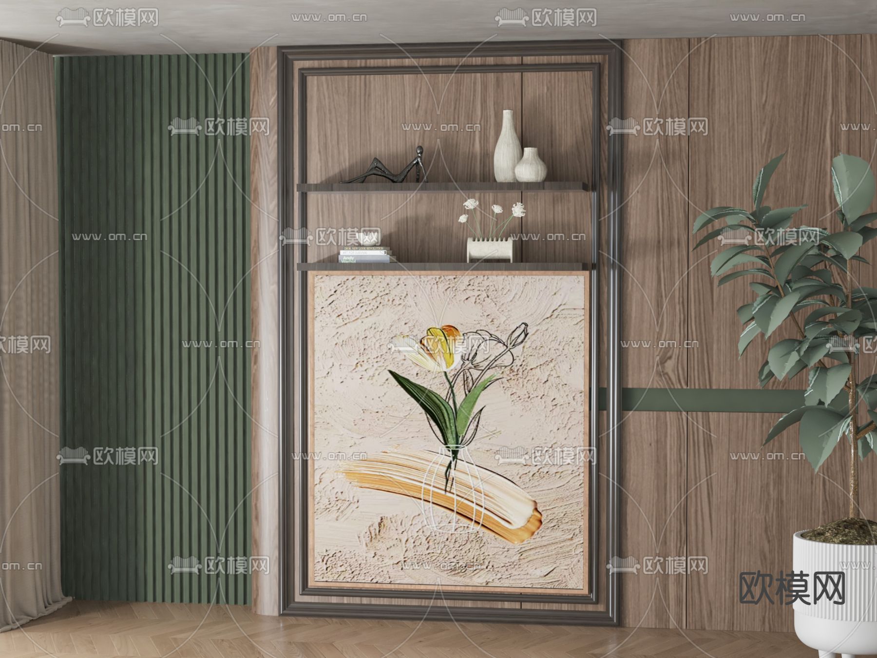 现代装饰架 壁柜3d模型下载