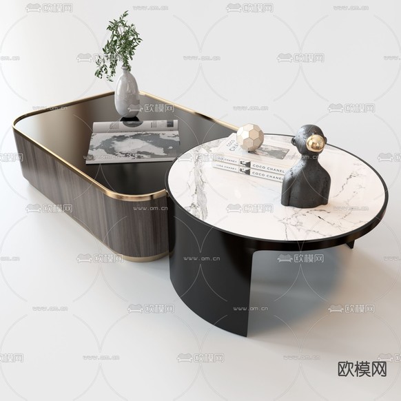 现代子母茶几3d模型下载(渲染图3)
