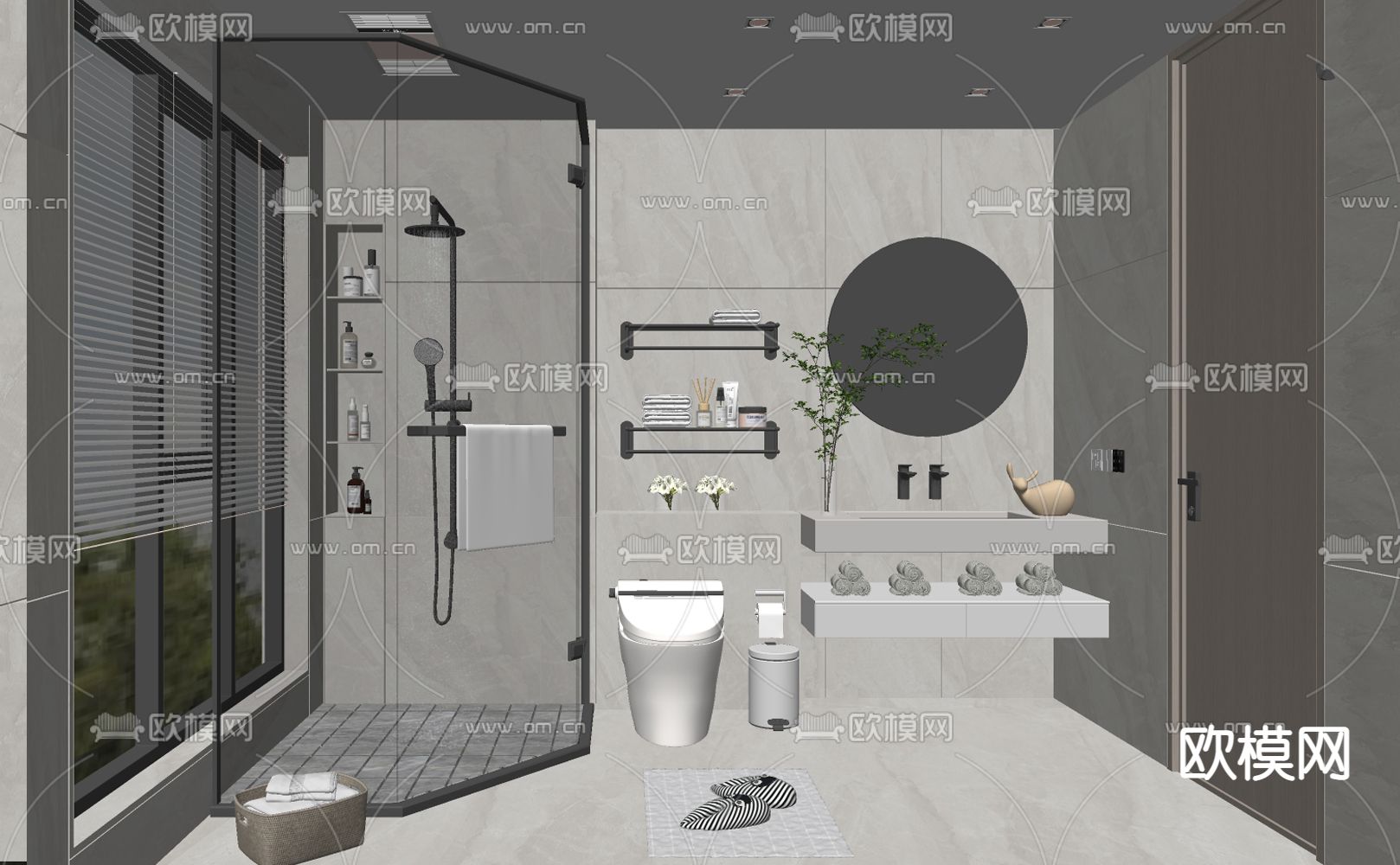 现代卫生间 浴室su模型下载（渲染图2）