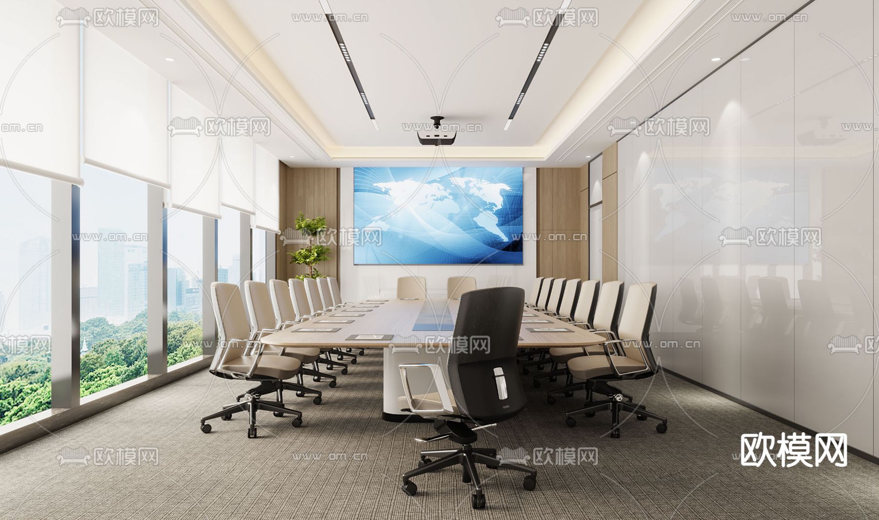 现代会议室 会议厅3d模型下载_ID13022066_3dmax免费模型-欧模网