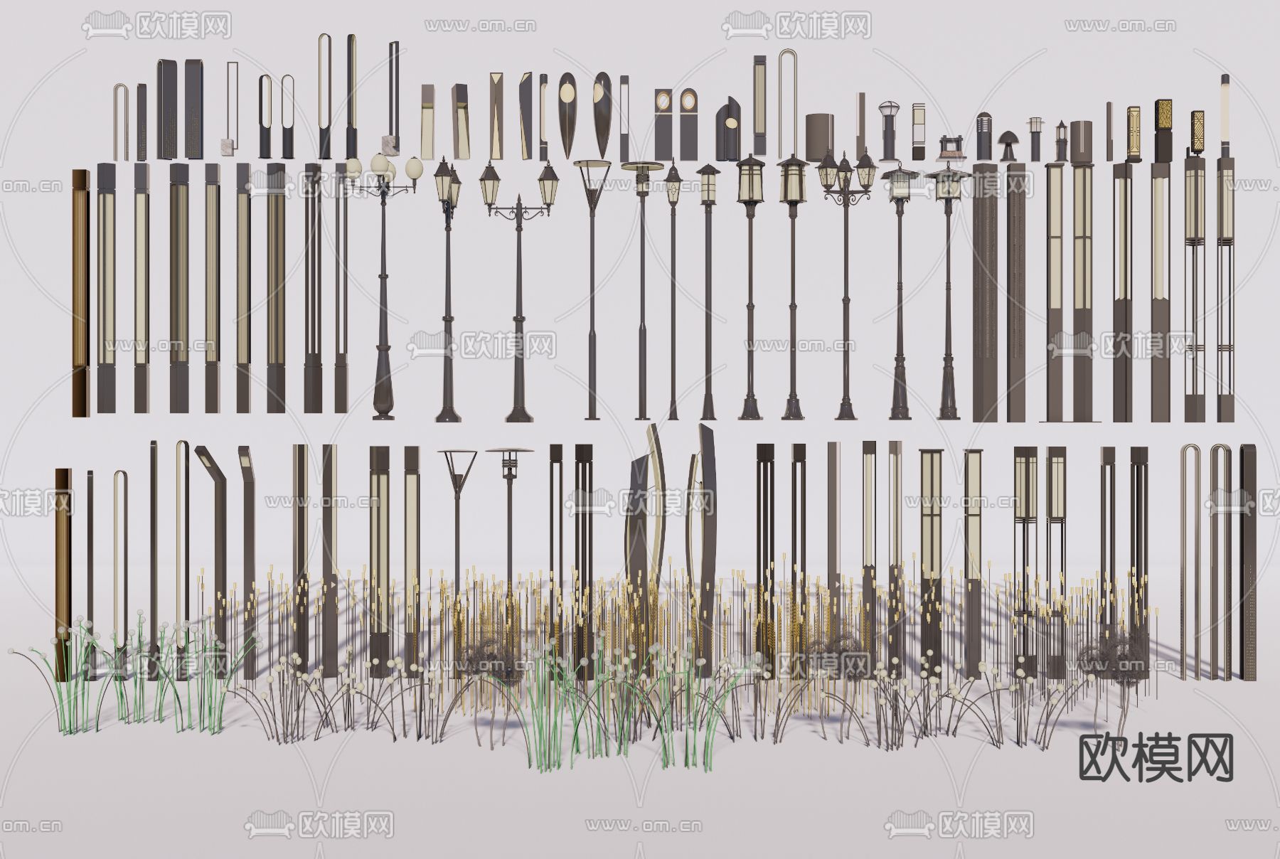 现代庭院景观灯 草坪灯模型