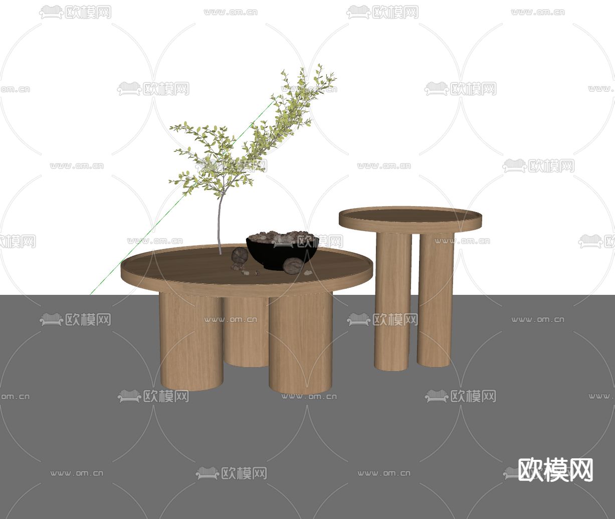 现代子母茶几su模型下载（渲染图2）