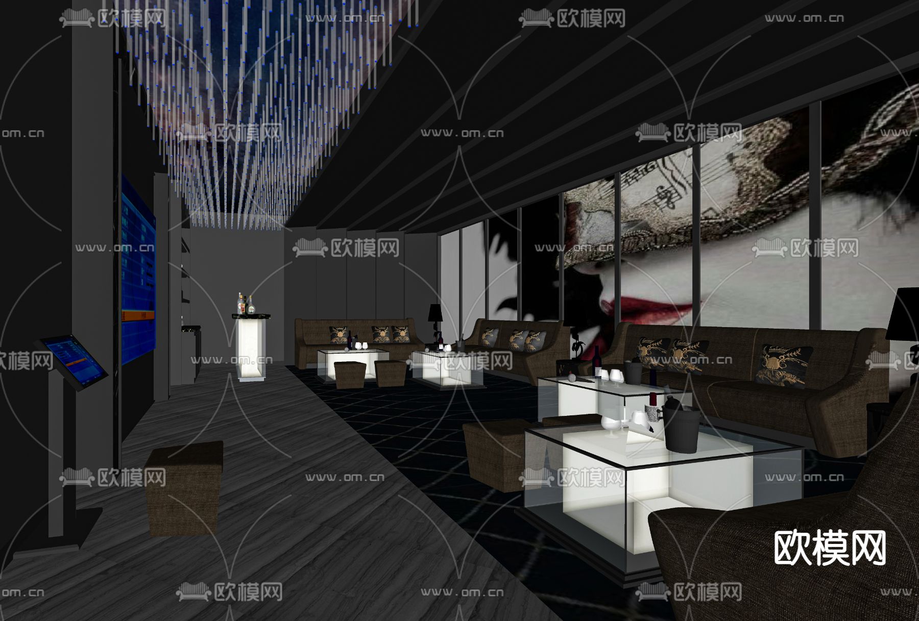 现代KTV包房su模型下载（渲染图2）