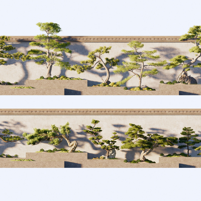 中式景墙 景观小品su模型