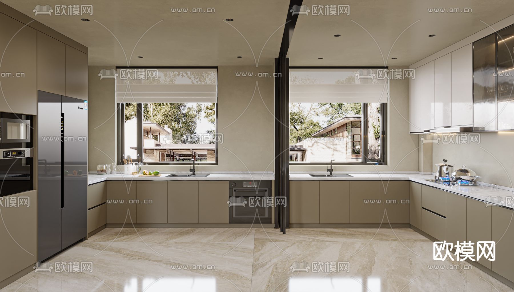 侘寂风厨房su模型下载（渲染图1）