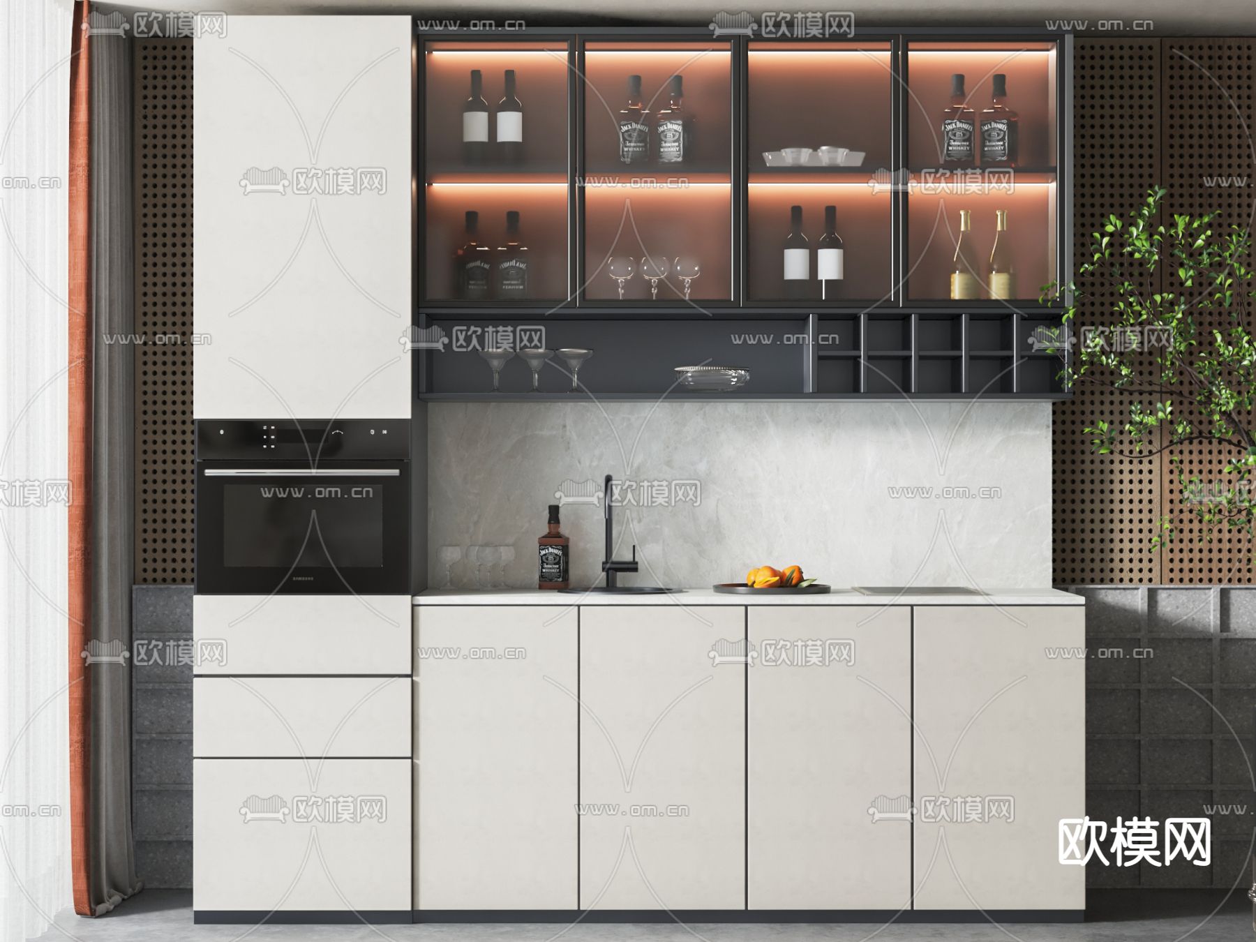 现代酒柜3d模型下载