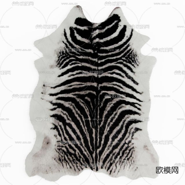 北欧简约仿动物皮毛地毯免费3d模型下载