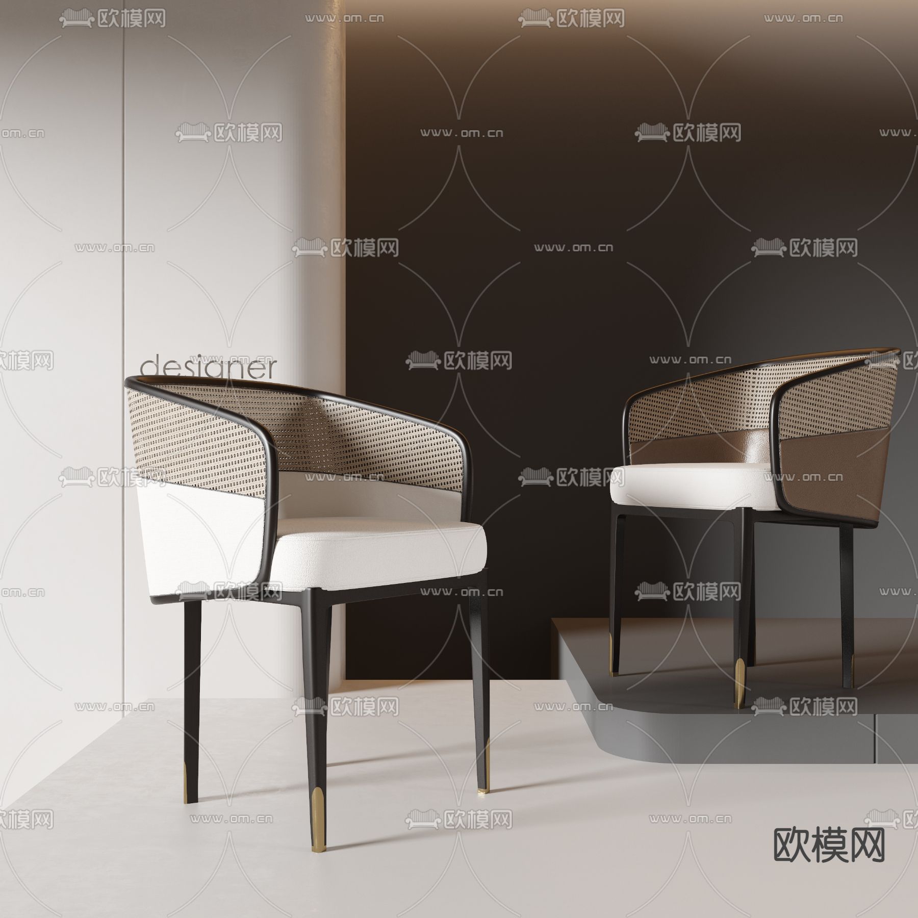 新中式单椅 藤椅3d模型下载