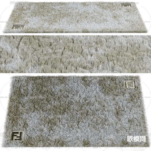 现代轻奢布艺地毯免费3d模型下载