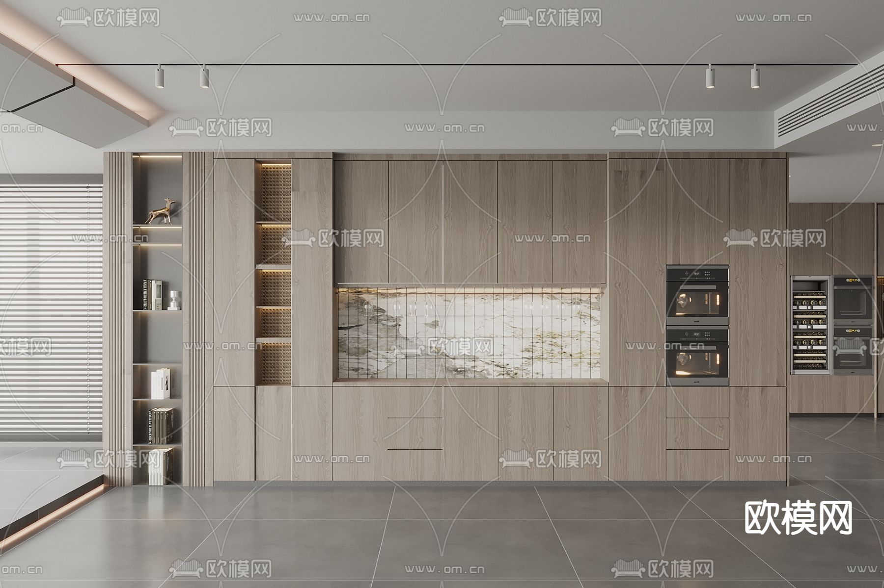 现代橱柜su模型下载（渲染图1）