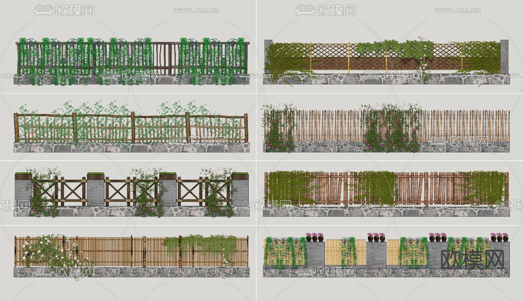 自然风庭院栅栏su模型下载