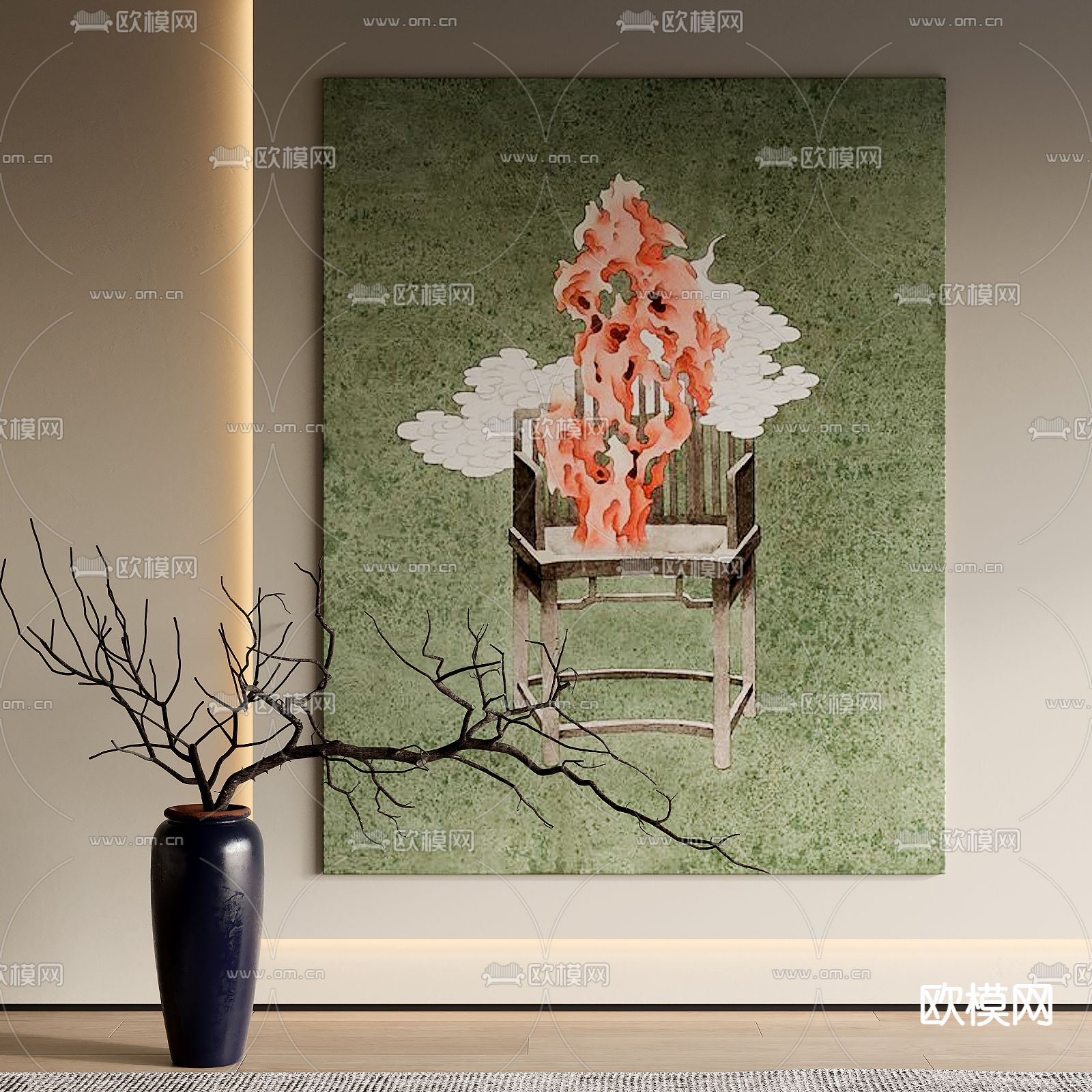 新中式装饰画su模型