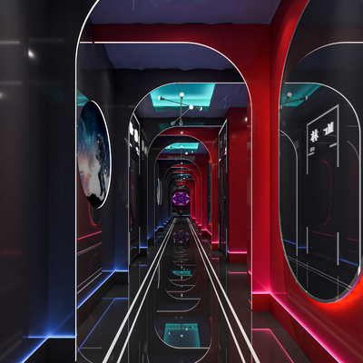  现代KTV过道su模型 