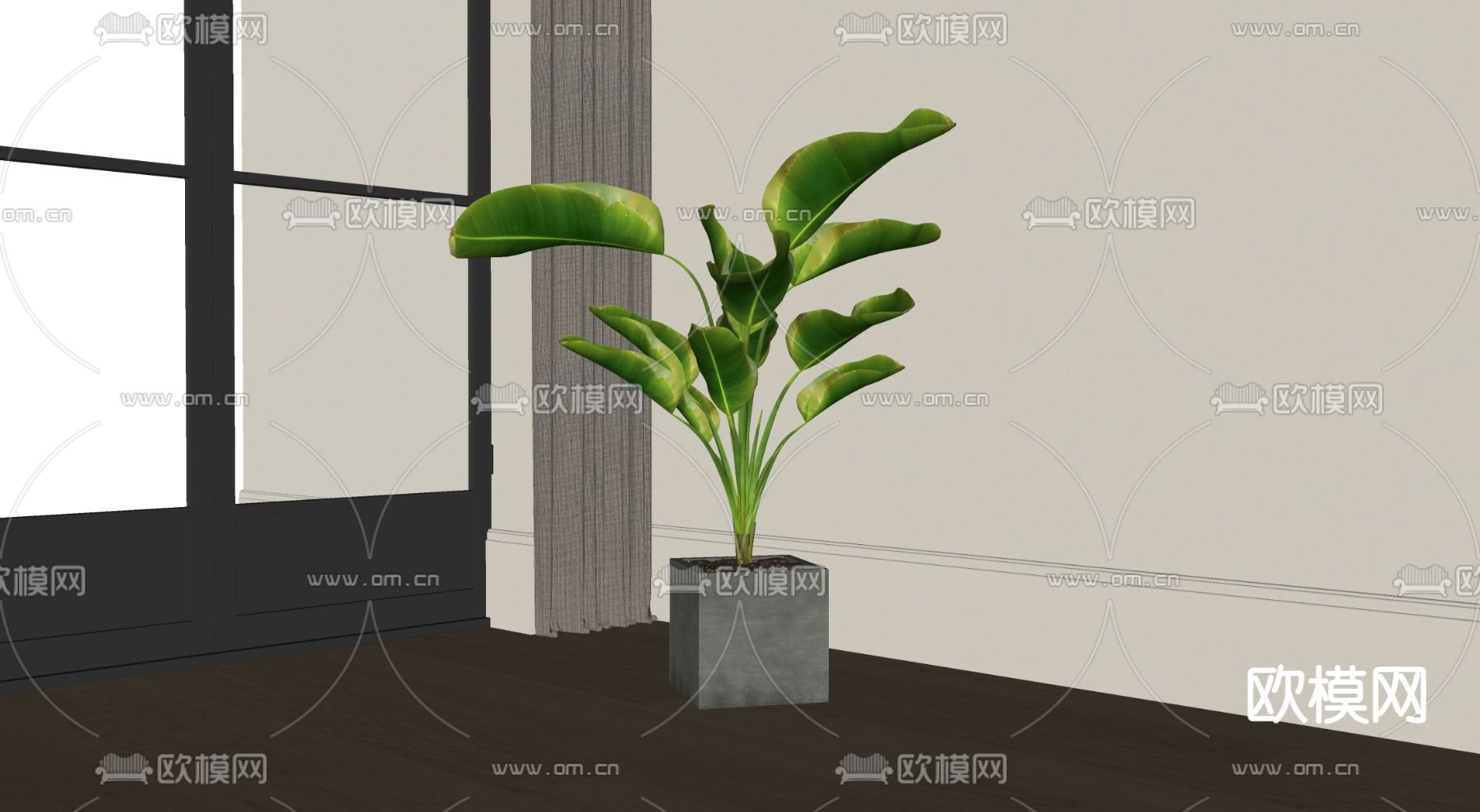 侘寂风绿植盆栽su模型