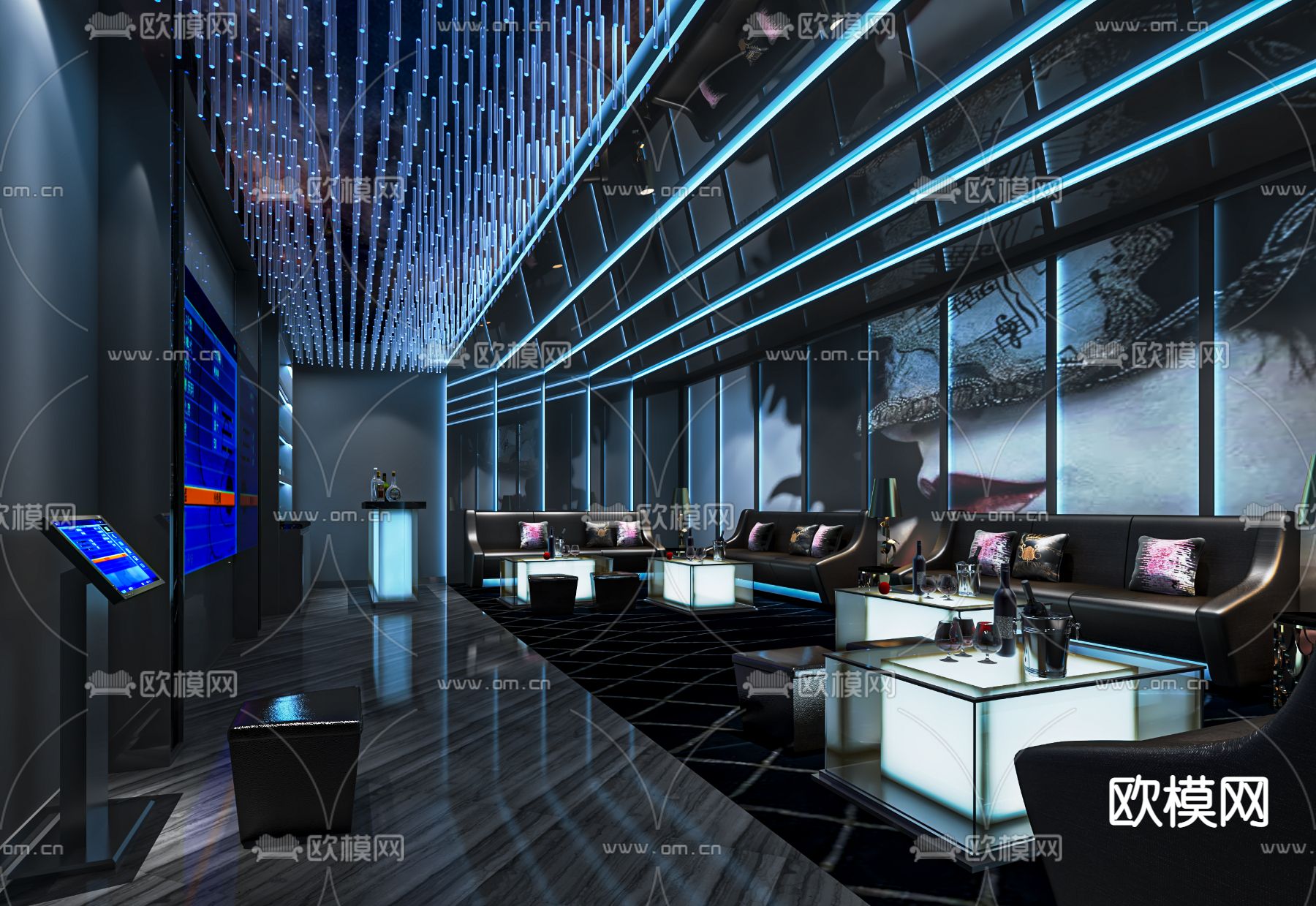 现代KTV包房su模型下载（渲染图1）