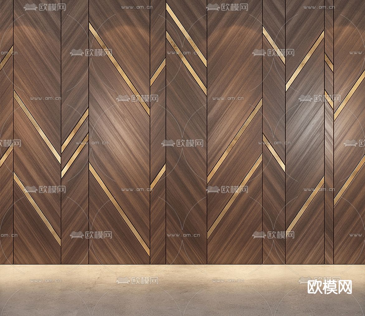 实木背景墙 护墙板3d模型下载