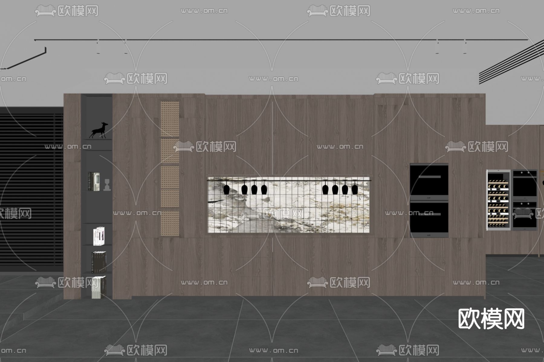 现代橱柜su模型下载（渲染图2）