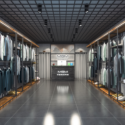  现代西服店 男士服装店su模型 