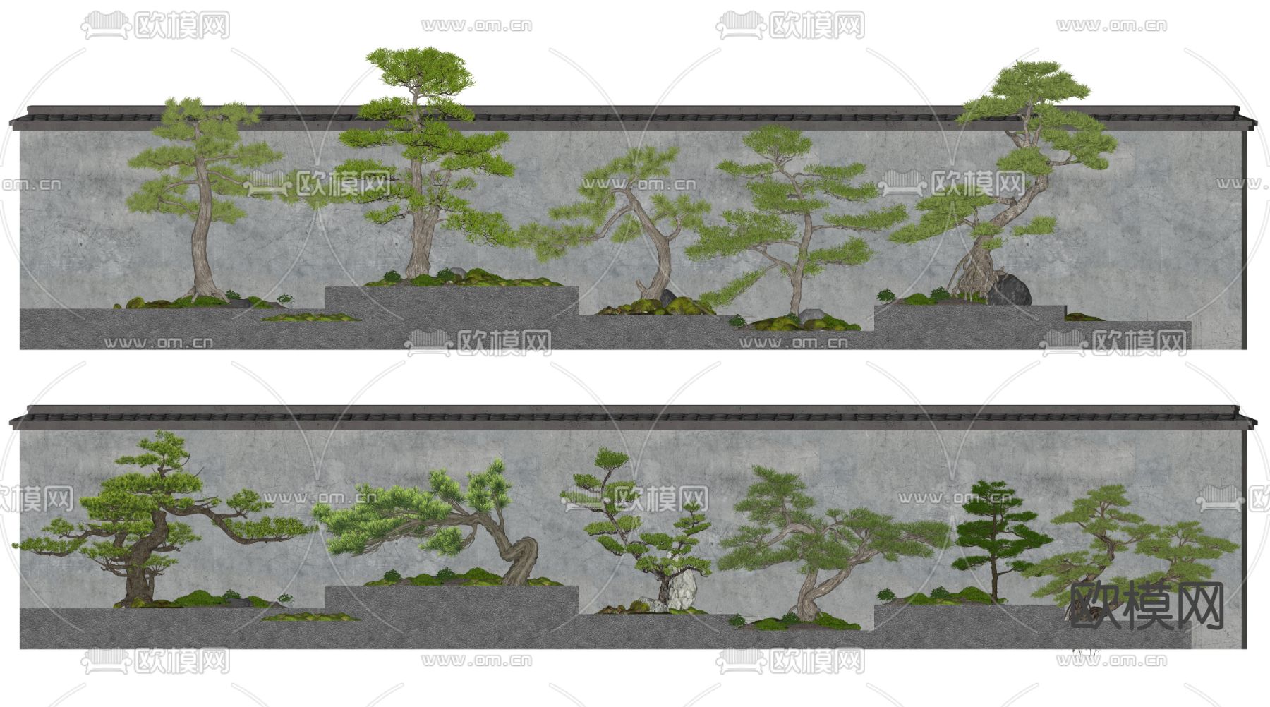 中式景墙 景观小品su模型