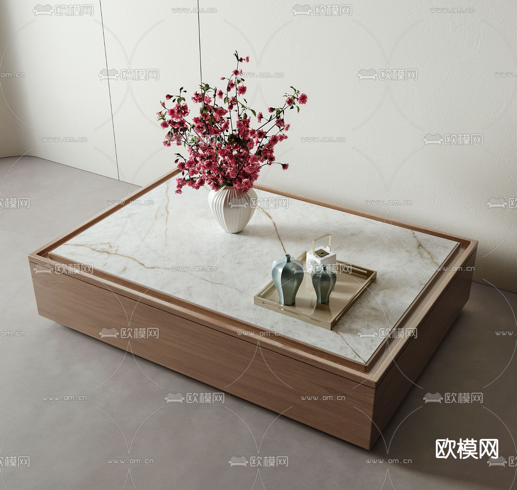 新中式茶几su模型下载（渲染图1）